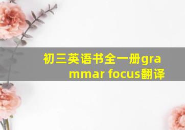 初三英语书全一册grammar focus翻译